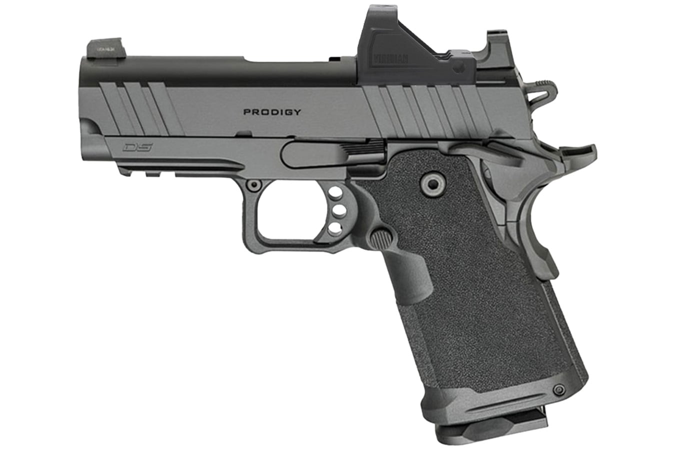 Springfield 1911 DS Prodigy 3.5 Compact 9mm Gear-Pac with Viridian RFX-11 Green Dot, 4 Magazines and Pistol Bag